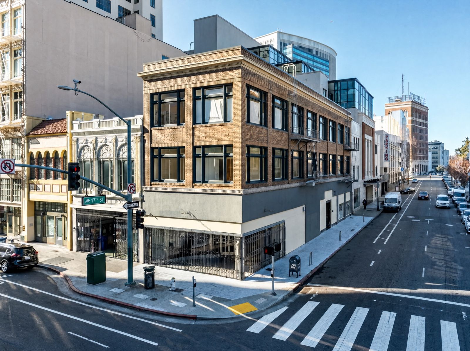 Freshly repainted commercial building at 505 in downtown Oakland by Four Piers