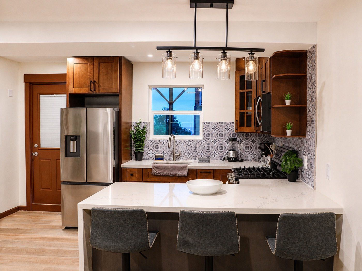 Warm wood Airbnb kitchen remodel in Oakland