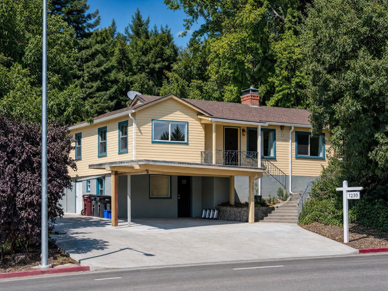 Finished two-story hillside home framed and built by Four Piers in Castro Valley